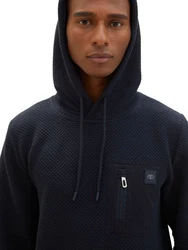 TOM TAILOR Hoodie QUILTED HOODIE Dunkelblau/Blau