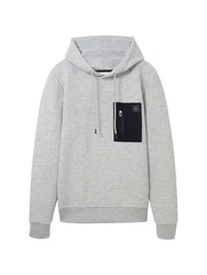 TOM TAILOR Hoodie QUILTED HOODIE Grau/Hellgrau/Weiß/Schwarz