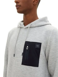 TOM TAILOR Hoodie QUILTED HOODIE Grau/Hellgrau/Weiß/Schwarz