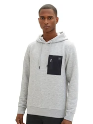 TOM TAILOR Hoodie QUILTED HOODIE Grau/Hellgrau/Weiß/Schwarz