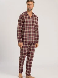 Hanro Pyjama Cozy Comfort Rot/Bordeaux/Dunkelrot/Braun