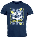 Neverless Print-Shirt Herren T-Shirt Drip Face Print Smile Good Vibes Herz Blumen Collage Dunkelblau/Lila/Blau/Grau