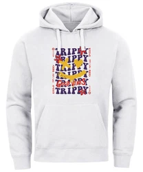 Neverless Hoodie Drip Face Smile Good Vibes Herz Blumen Collage Fashion Grau/Weiß/Mischfarben/Beige/Gelb