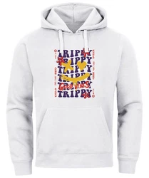 Neverless Hoodie Drip Face Smile Good Vibes Herz Blumen Collage Fashion Grau/Weiß/Mischfarben/Beige/Gelb