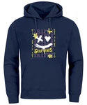 Neverless Hoodie Drip Face Smile Good Vibes Herz Blumen Collage Fashion Dunkelblau/Weiß/Blau