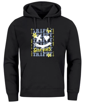 Neverless Hoodie Drip Face Smile Good Vibes Herz Blumen Collage Fashion Dunkelblau/Schwarz/Dunkelgrau Neverless Hoodie Drip Face Smile Good Vibes Herz Blumen Collage Fashion Dunkelblau/Schwarz/Dunkelgrau