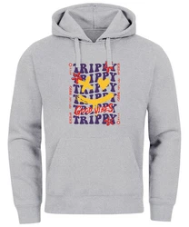 Neverless Hoodie Drip Face Smile Good Vibes Herz Blumen Collage Fashion Grau
