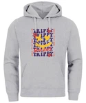 Neverless Hoodie Drip Face Smile Good Vibes Herz Blumen Collage Fashion Grau