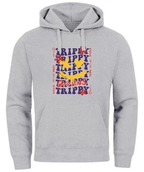 Neverless Hoodie Drip Face Smile Good Vibes Herz Blumen Collage Fashion Grau