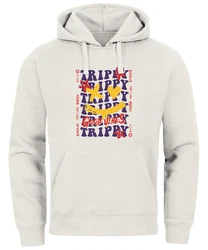 Neverless Hoodie Drip Face Smile Good Vibes Herz Blumen Collage Fashion Grau