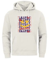Neverless Hoodie Drip Face Smile Good Vibes Herz Blumen Collage Fashion Grau