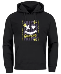 Neverless Hoodie Drip Face Smile Good Vibes Herz Blumen Collage Fashion Schwarz/Weiß/Rot/Grau