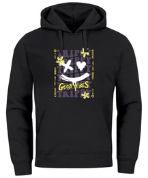 Hoodie Hoodie Herren Drip Face Smile Good Vibes Herz Blumen Collage Fashion