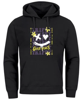 Neverless Hoodie Drip Face Smile Good Vibes Herz Blumen Collage Fashion