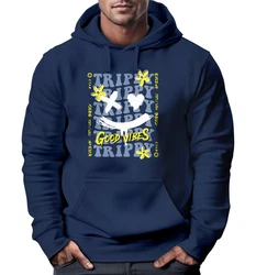 Neverless Hoodie Drip Face Smile Good Vibes Herz Blumen Collage Fashion Dunkelblau/Blau
