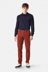MMX Chinohose mit Ripsband Braun/Rot/Dunkelrot