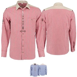 German Wear Trachtenhemd O73 Langarm Slimfit Rot/Dunkelrot/Bordeaux/Rosa