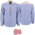 German Wear Trachtenhemd O73 Langarm Slimfit Dunkelblau/Hellblau/Blau