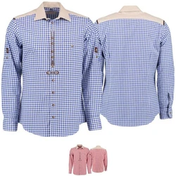 German Wear Trachtenhemd O73 Langarm Slimfit Dunkelblau/Hellblau/Blau