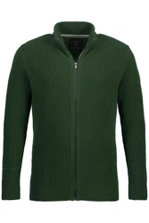 JP1880 Poloshirt Strickjacke Stehkragen Zipper Dunkelgrün/Grün