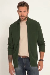 JP1880 Poloshirt Strickjacke Stehkragen Zipper Dunkelgrün/Grün