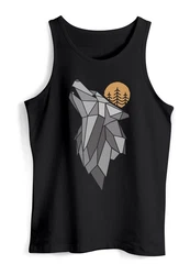 Neverless Herren Tanktop Wolf Print Grau/Schwarz/Rot/Braun