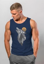 Neverless Herren Tanktop Wolf Print Grau/Dunkelblau/Blau/Rot