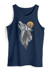 Neverless Herren Tanktop Wolf Print Grau/Dunkelblau/Blau/Rot
