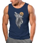 Neverless Herren Tanktop Wolf Print Grau/Dunkelblau/Blau/Rot
