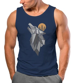 Neverless Herren Tanktop Wolf Print Grau/Dunkelblau/Blau/Rot Neverless Herren Tanktop Wolf Print Grau/Dunkelblau/Blau/Rot