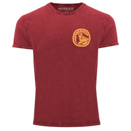 Print-Shirt Herren Vintage Shirt Print Logo Badge Landschaft Natur Berge Wandern mit Print