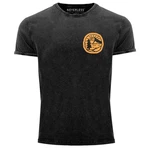 Neverless Print-Shirt Herren Vintage Shirt Print Logo Badge Landschaft Natur Berge Wandern  Dunkelgrau/Schwarz/Grau