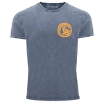 Neverless Print-Shirt Herren Vintage Shirt Print Logo Badge Landschaft Natur Berge Wandern  Blau/Grau/Dunkelblau/Hellblau