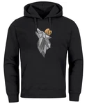 Neverless Hoodie Herren Wolf Print Schwarz/Grau/Dunkelgrau