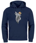 Neverless Hoodie Herren Wolf Print Blau/Dunkelblau/Hellblau
