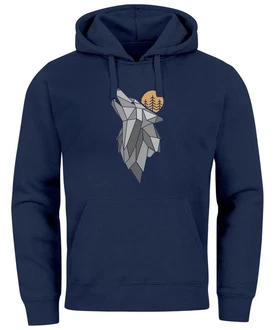 Neverless Hoodie Herren Wolf Print Blau/Dunkelblau/Hellblau Neverless Hoodie Herren Wolf Print Blau/Dunkelblau/Hellblau