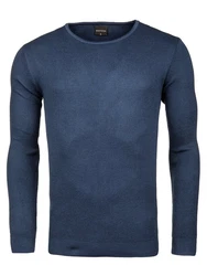 WOTEGA Strickpullover Structured Crew Neck Noah Dunkelblau/Blau/Hellblau