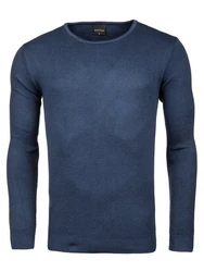 WOTEGA Strickpullover Structured Crew Neck Noah Dunkelblau/Blau/Hellblau