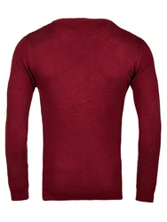 WOTEGA Strickpullover Structured Crew Neck Noah Dunkelrot/Bordeaux/Rosa