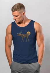 Neverless Tanktop Herren Tank-Top Shirt Printshirt mit Aufdruck Polygon Elch Outdoor Türkis/Dunkelblau