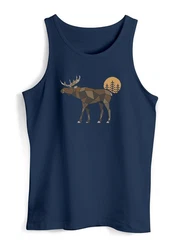 Neverless Tanktop Herren Tank-Top Shirt Printshirt mit Aufdruck Polygon Elch Outdoor Türkis/Dunkelblau