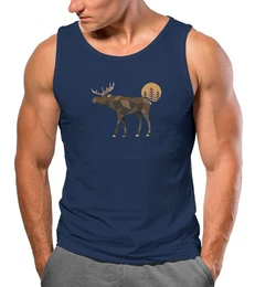 Tanktop Herren Tank-Top Shirt Printshirt mit Aufdruck Polygon Elch Outdoor mit Print