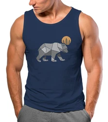 Neverless Tanktop Herren Polygon Mond Outdoor Wandern Natur Print Dunkelblau/Braun/Blau