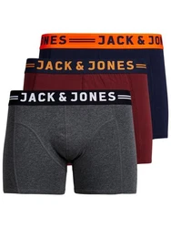 Jack & Jones Unterhemd Sense Trunks 3-Pack 3612 Schwarz/Rot/Dunkelrot/Dunkelblau