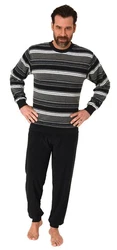 Normann Pyjama Herren Schlafanzug Grau/Creme/Schwarz