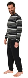 Normann Pyjama Herren Schlafanzug Grau/Creme/Schwarz
