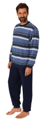 Normann Pyjama Herren Schlafanzug Blau/Dunkelblau