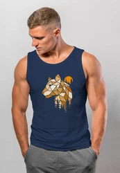 Neverless Tanktop Herren Fashion Polygon Print Luchs Wald Tiere Outdoor Motiv Beige/Dunkelblau
