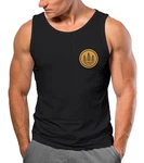 Neverless Tanktop Herren Logo Badge Naturliebhaber Outdoor Fashion Dunkelblau/Schwarz/Braun