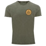 Neverless Print-Shirt Herren Vintage Shirt Wald Bäume Logo Badge Naturliebhaber Outdoor mit Print Dunkelgrün